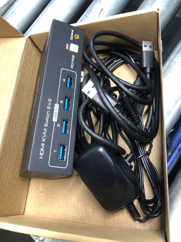 Photo 2 of ATLAHET Dual Monitor KVM Switch HDMI 2 Port 4K60Hz KVM Switcher for 2 Computers 2 Monitors with 4 USB 3.0 Ports Support Copy and Extended Display and Desktop Control Including 2 USB 3.0 Cable