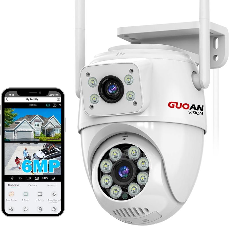 Photo 1 of  ?Dual Lens Linkage? 6MP Security Camera Outdoor, WiFi Security Camera,Outdoor Camera Wireless,360°View,IP66 Waterproof,Human Detection