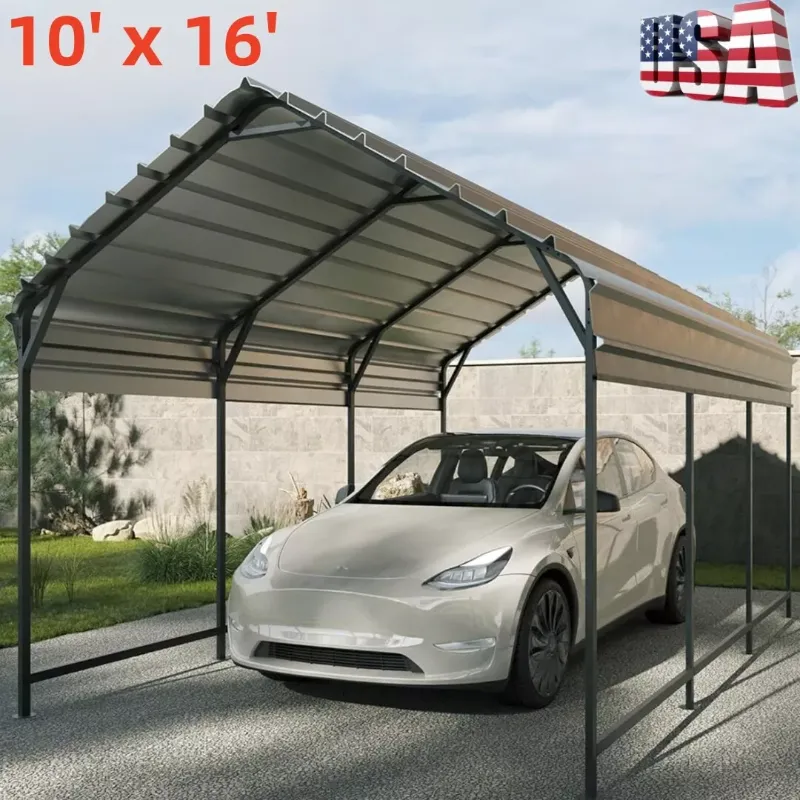 Photo 1 of 10' x 16' Metal Carport with Heavy Duty Galvanized Steel Roof or Cars, Boats
