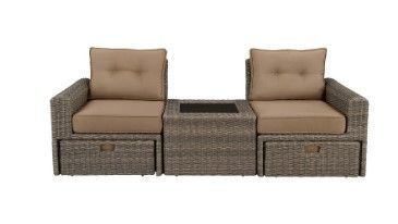 Photo 1 of Ove Decors 15PCS-LA2A05-BR1VL Langley 82 2/3 Inch 5-Piece Conversation Set - Brown