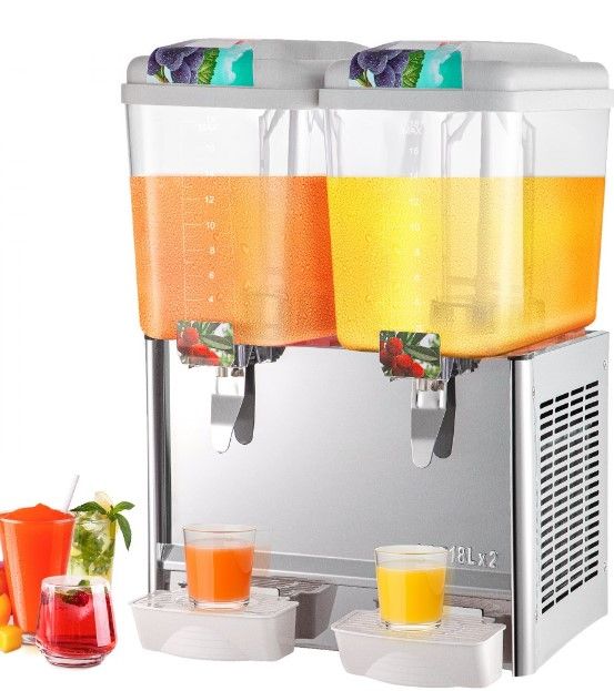 Photo 4 of *DOES NOT COOL, PARTS ONLY*
VEVOR 110V Commercial Beverage Dispenser,9.5 Gallon 36L 2 Tanks Juice Dispenser Commercial,18 Liter Per Tank 300W Stainless Steel Food Grade Material Ice Tea Drink Dispenser Equipped with Thermostat Controller