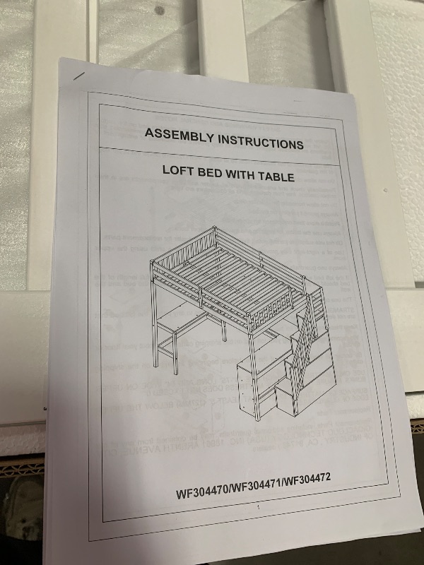 Photo 2 of **Parts Only** loft bed with table. unknown brand or model. color white. wood.