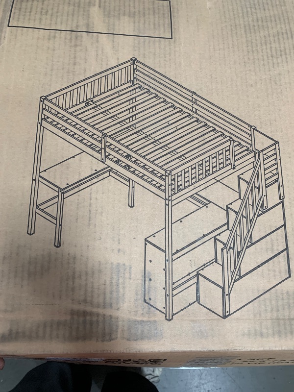 Photo 3 of **Parts Only** loft bed with table. unknown brand or model. color white. wood.