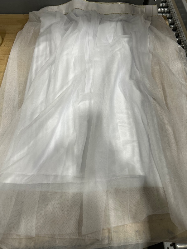 Photo 1 of 1 - Table Skirt for 6 Foot Table,  White Tulle Skirt, Rectangle Table Skirting  White Cloth Back Layer 