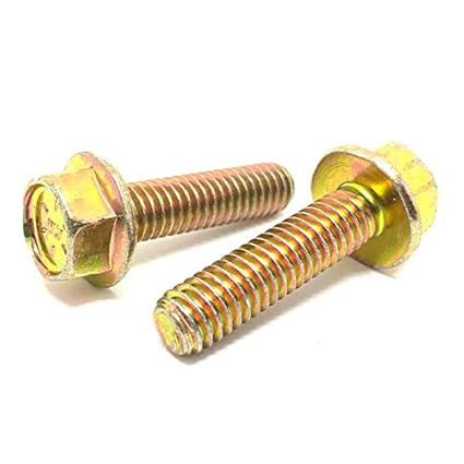 Photo 1 of (50 Pieces) 3/8-16x1" Grade 8 Hex Flange Bolts Screws UNC Coarse Full Threads Zinc Yellow