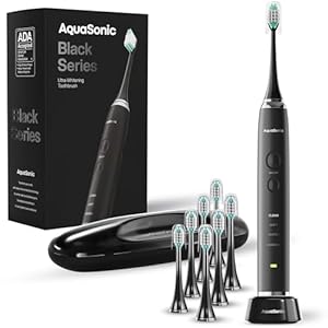 Photo 1 of 
Aquasonic Black Series Ultra Whitening Toothbrush – ADA Accepted Electric Toothbrush- 8 Brush Heads & Travel Case – 40, 000 VPM Electric Motor & Wireless Charging - 4 Modes w Smart Timer