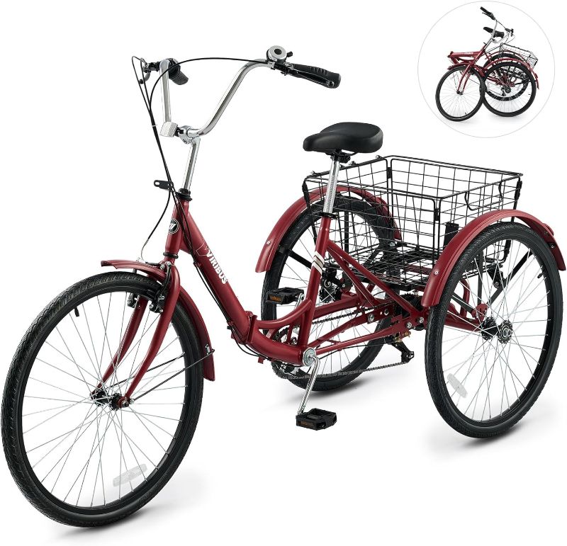 Photo 1 of *** photo for reference only***Viribus Beach Cruiser Bike for Women, Female Cruiser Bike 24 26 in, Womens Bike with Basket 1 Speed, Cruiser Bike for Short Women with Rack, Retro Step Through Bike, Commute Bicycle Women Ladies
