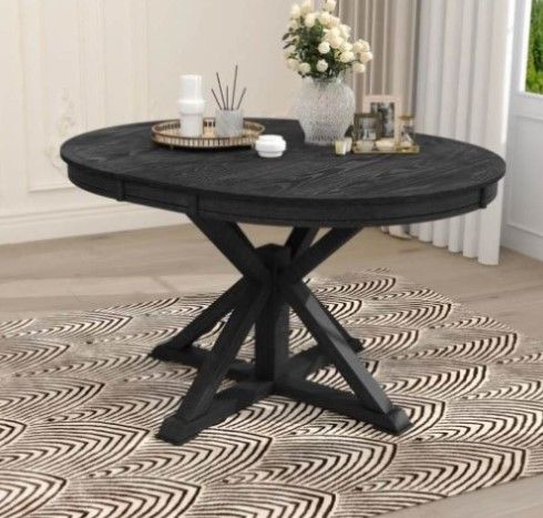 Photo 1 of ZNTS TREXM Retro Functional Extendable Dining Table with a 12" Leaf for Dining Room and Living Room WF298829AAP
