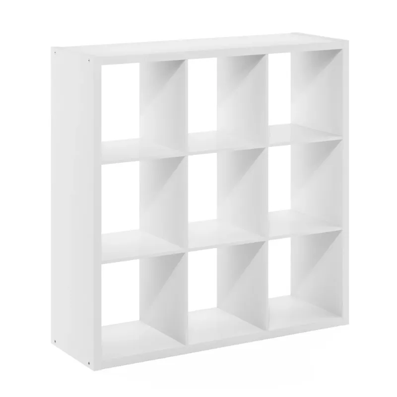 Photo 1 of Furinno Cubicle Open Back Decorative Cube Storage Organizer, 9-Cube, White