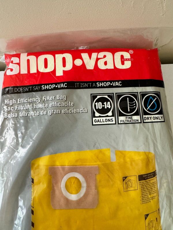 Photo 2 of 2 Pk Shop Vac 90672 High Efficiency Disposable Filter Bags 10-14 Gallons NIP