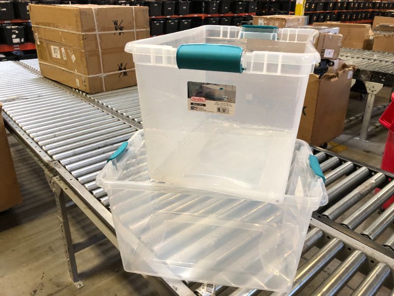 Photo 1 of 2 PACK Storage Box With Latch Lid, Clear, 64-Qt.