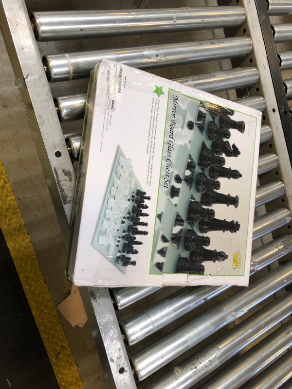 Photo 3 of Avant-Garde Black Frosted Glass Chess Set with Mirror Board