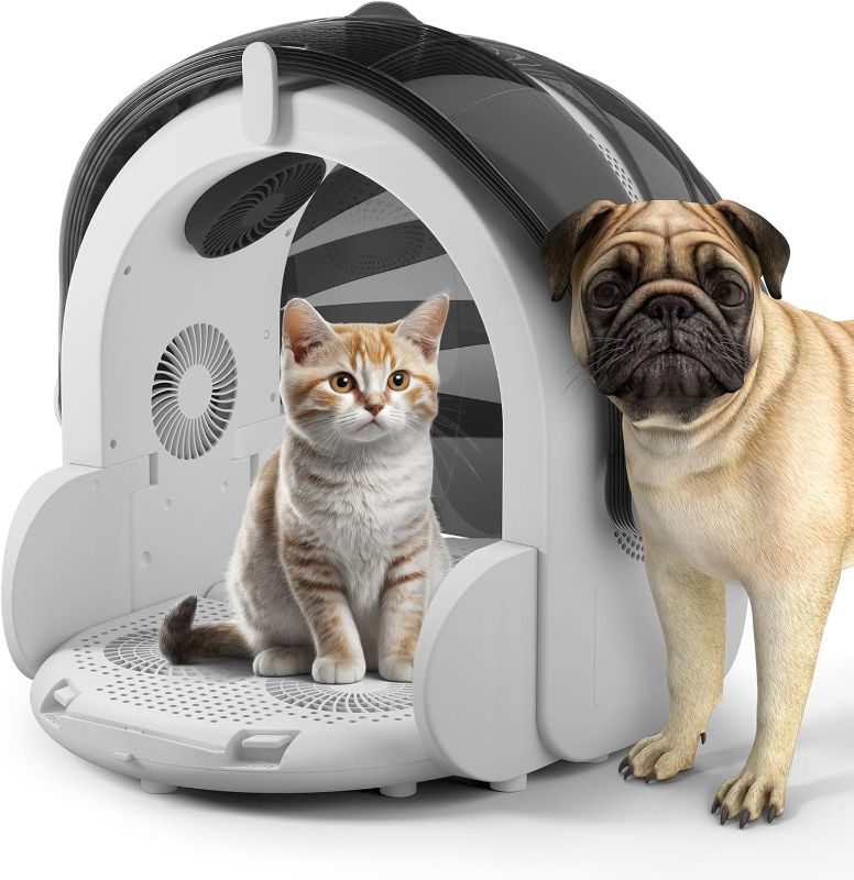 Photo 1 of  Automatic Hair Dryer Box for Cats and Small Dogs, Foldable and Large Capacity, 8 High-Velocity Fans, 360° Airflow, Temperature Control, 4-Speed Settings and Timer, 16 Gallons