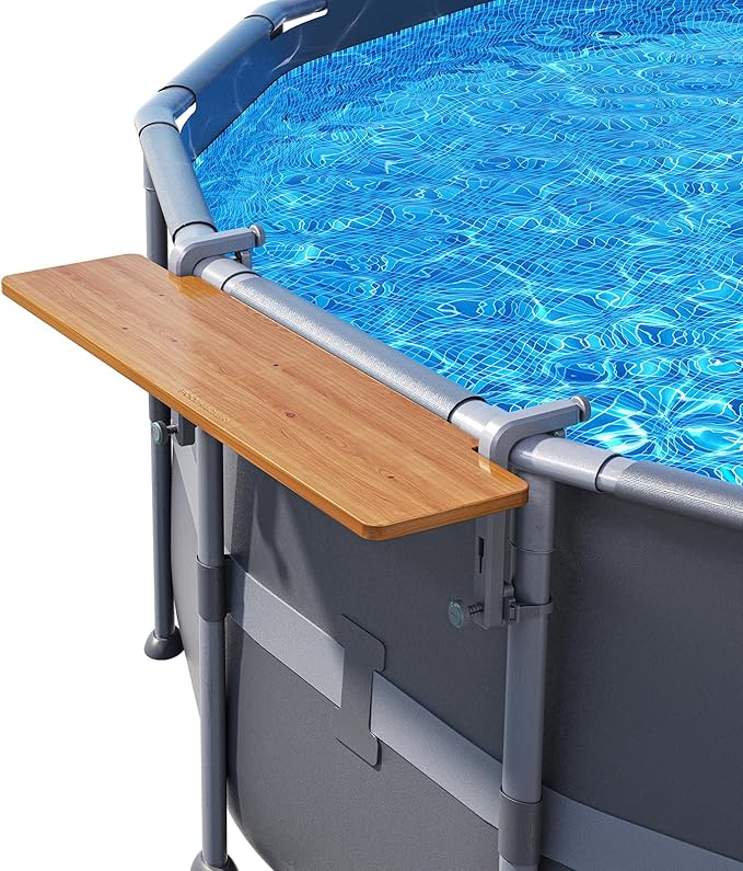 Photo 1 of Pool Bar Nordic Pine, Exclusively for Above-Ground?Round & Oval ?Pools, Fits 3.7 Inch or Less Top Rail, Swim Up Bar Pool Shelf Above Ground Pool Side Bar, Pool Accessories 47×11in Tabletop