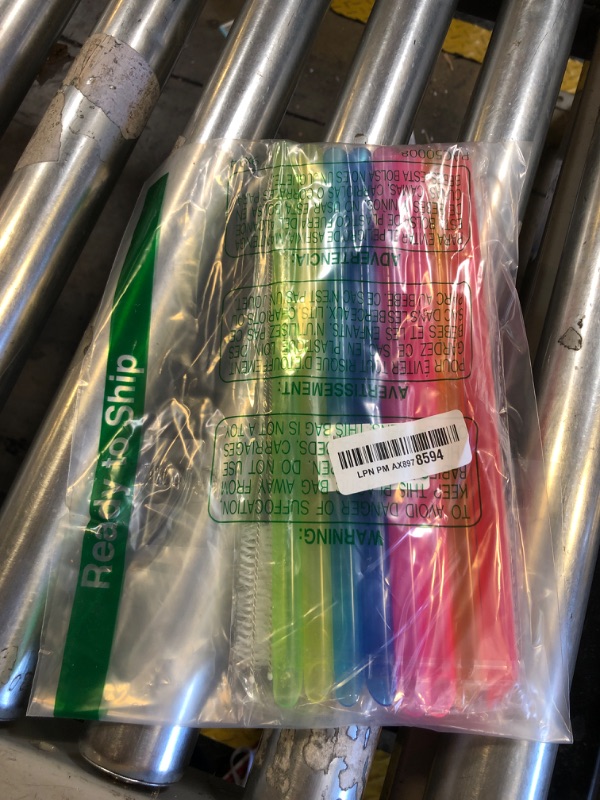 Photo 2 of [Angled Tips] 8 Pcs Reusable Boba Straws & Smoothie Straws - Multi Colors Jumbo Wide Reusable Straws, BPA FREE Food-Grade Plastic Straws for Bubble Tea(Tapioca, Boba Pearls), Milkshakes with 2 Brushes