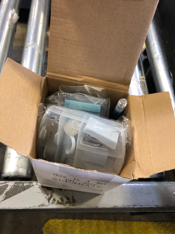 Photo 1 of Colarr Mini Office Supply Kit Includes Stapler Tape Dispenser Staple Remover Paper Clips Scissor Staples Pen Sharpener Note Small Telescopic Knife for Office and School Clerk Student (Blue)