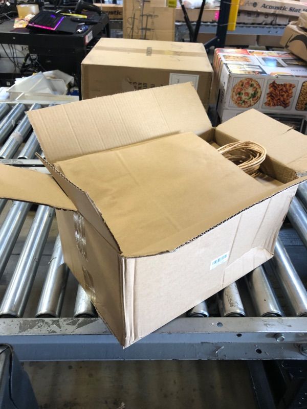 Photo 1 of Brown Paper Bags with Handles Bulk 100Pcs, 2 Assorted Sizes Plain Kraft Gift Bags for Birthday Party Favors Grocery Retail Shopping Business Goody Craft