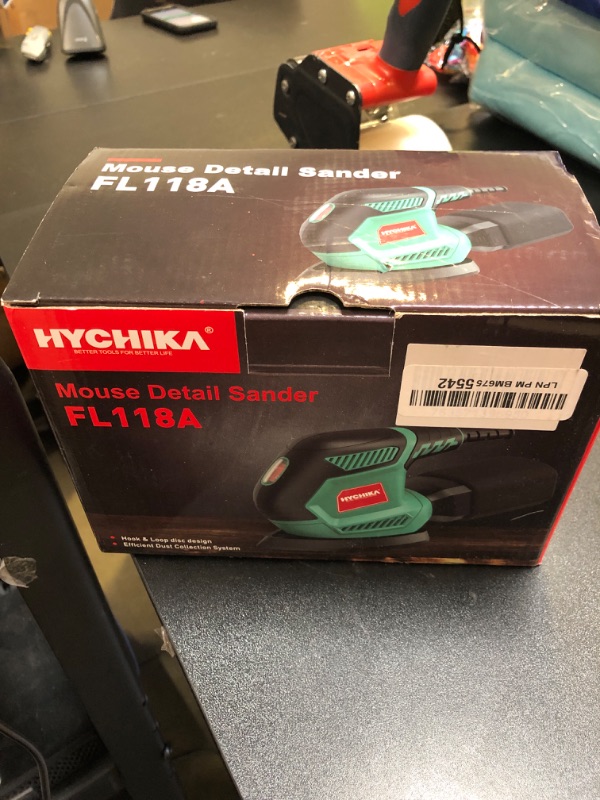 Photo 2 of HYCHIKA Detail Sander, 14,000 OPM Compact Electric Sander Tool with 12 Pcs Sandpapers,Efficiency Dust Collection System,Suitable for Tight Spaces Sanding,Polishing,Removing Paint in Home Decoration