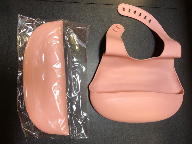 Photo 2 of KOMIDK 1 Pack Baby Bib Waterproof Unisex Adjustable baby bib for eating 6-36 Months?Pink?- Pack of 2 