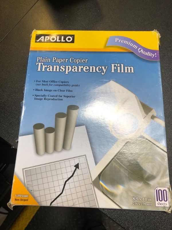 Photo 2 of Apollo Plain Paper Copier Film Without Stripe Black-&-White 100 Sheets
