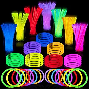 Photo 1 of JOYIN 144 Pcs Glow Sticks Bulk 8" Bracelets Necklaces, Glow in the Dark Neon, Easter, Football,Halloween Party Supplies Pack
