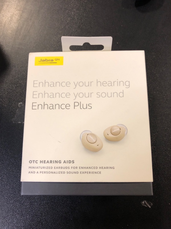 Photo 3 of Jabra Enhance Plus Self-Fitting OTC Hearing Aids for Advanced Hearing Enhancement, Music and Calls – 4 Built-in Microphones and Powerful Speakers, Made for iPhone – Gold Beige