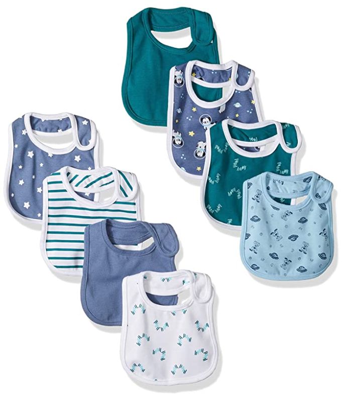 Photo 1 of Hanes Baby Boys 8-Pack Bibs - Aqua/black One Size
