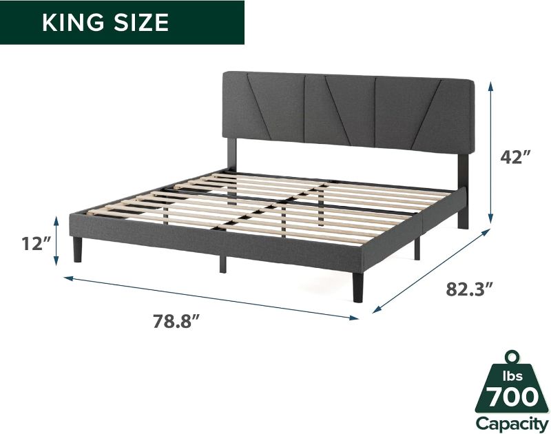 Photo 2 of Zinus King Maya Upholstered Bed Frame with Asymmetric Headboard