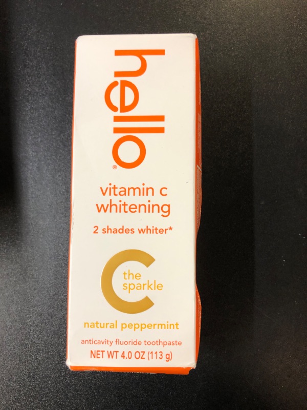 Photo 2 of Hello Vitamin C Whitening Toothpaste with Fluoride, Teeth Whitening Toothpaste for Adults, Helps Freshen Breath and Removes Surface Stains, SLS Free, Natural Peppermint Flavor, 4.0 oz Tube