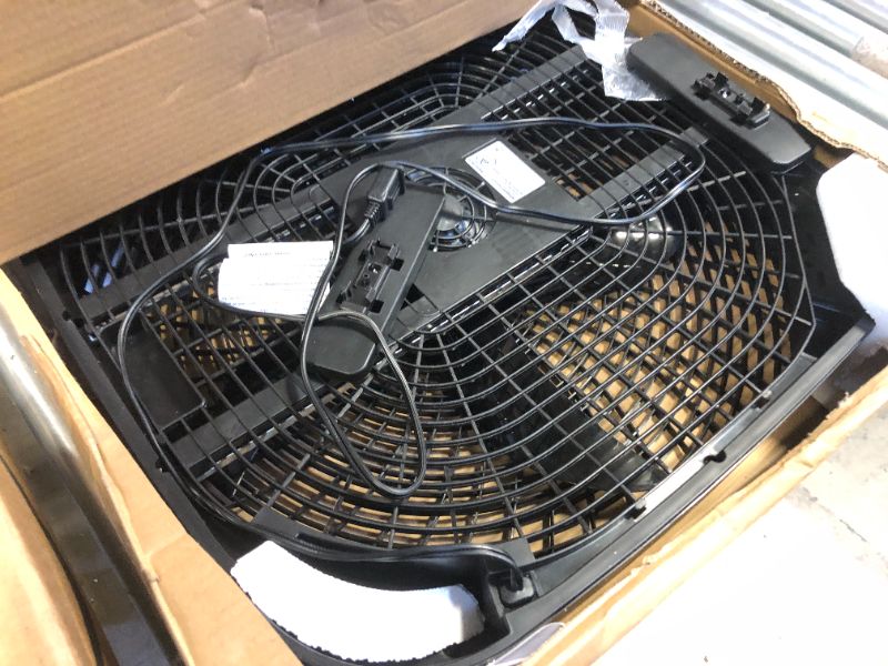 Photo 2 of Amazon Basics 20-Inch Box fan, 3 Speeds, 5 Blades, Lightweight Design, Black, 67 Watts, 6.8"D x 20.86"W x 21.33"H