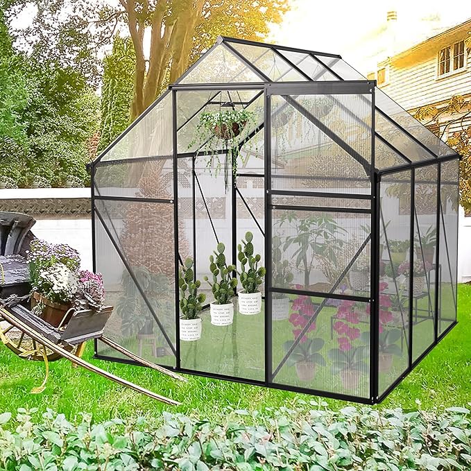 Photo 1 of 6ftx10ft Walk-in Polycarbonate Greenhouse with Sliding Door and Window for Outdoors in Winter,Garden Plants Green House ** BOX 1 OF 2 