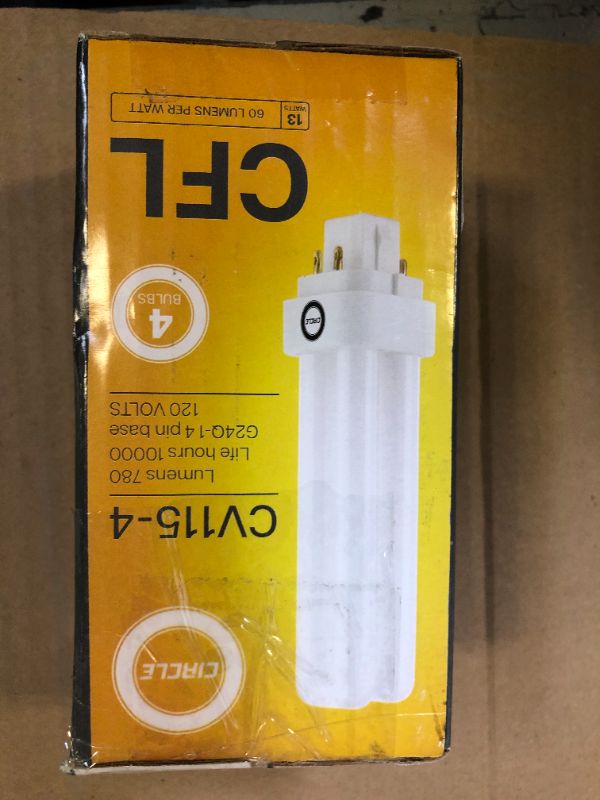 Photo 3 of (4 Pack) PLC-13W 841, 4 Pin G24q-1, 13 Watt Double Tube, Compact Fluorescent Light Bulb, Replacement for Philips 38328-1 PL-C 13W/841/4P/ALTO, Sylvania 20667 and GE 97597 - F13DBX/841/ECO4P