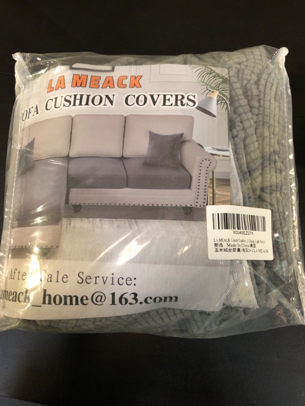 Photo 2 of LA MEACK Couch Cushion Covers for Sectional Sofa L Shape Washable Separate Seat Chaise Couch Cover Stretch Sofa Slipcovers with 2 Pcs Pillowcases(2 Seater + 1 Chaise, Light Grey)