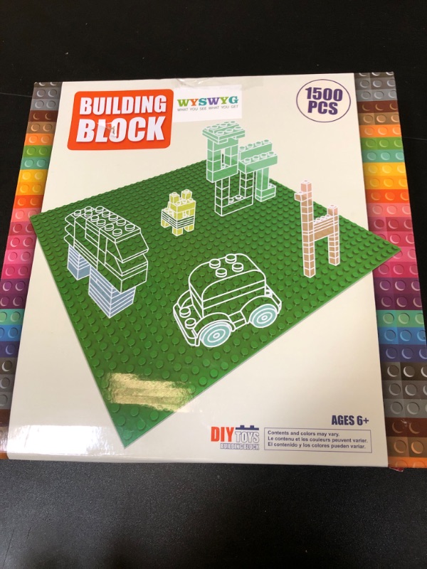 Photo 3 of WYSWYG 1500 Piece Building Bricks,Bulk Classic Building Blocks Basic Box Compatible with Major Brands Baseplates, 12 Colors 14 Random Bulk Shapes