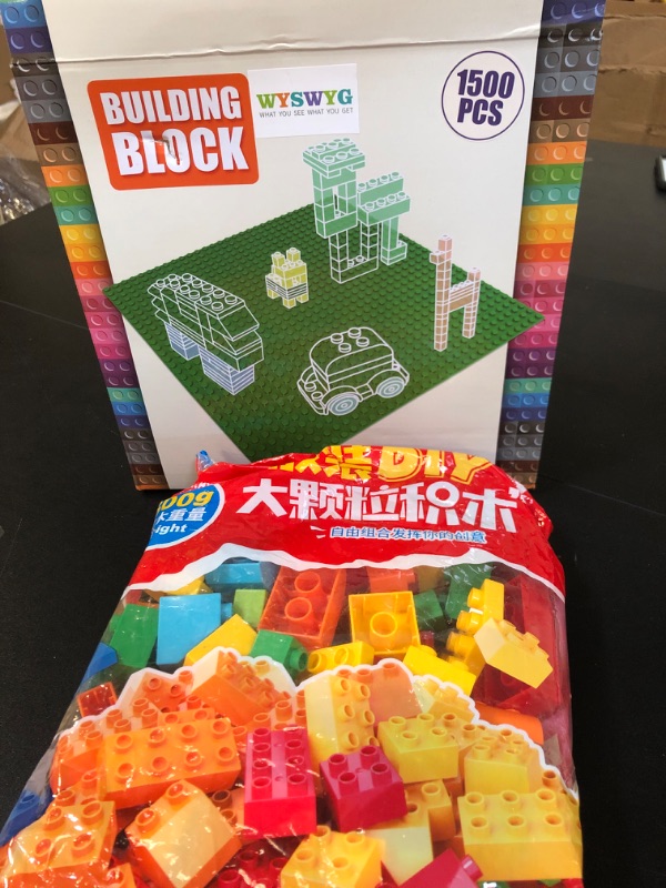 Photo 2 of WYSWYG 1500 Piece Building Bricks,Bulk Classic Building Blocks Basic Box Compatible with Major Brands Baseplates, 12 Colors 14 Random Bulk Shapes