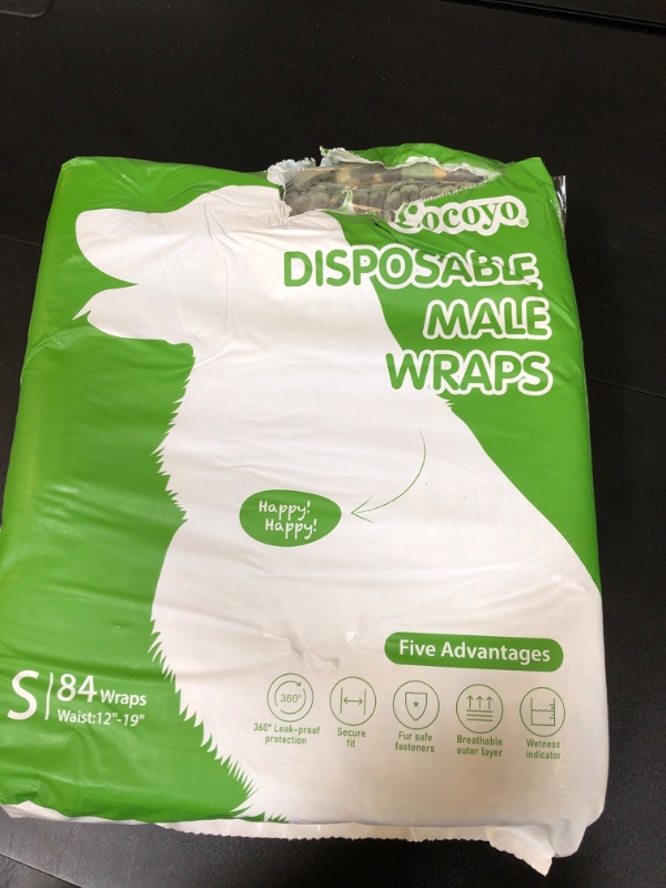 Photo 2 of COCOYO Disposable Male Dog Wraps, Small Size, 84 Count, Super Absorbent, Breathable, Wetness Indicator