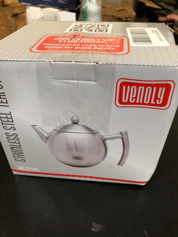 Photo 3 of Venoly Stainless Steel Tea Pot With Removable Infuser For Loose Leaf and Tea Bags, Hot Water Fast to Boil, Dishwasher Safe and Heat Resistant (Silver, 1.5 Quarts/Liters)