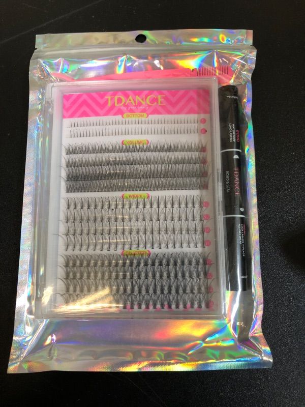 Photo 1 of TDANCE Lash Clusters Kit Individual Cluster Lash Extensions DIY Multi-type Mixed False Eyelash Tray Bottom, Spike,Volume Lashes for Self Application at Home(4 Styles-5-16mm-KIT)
