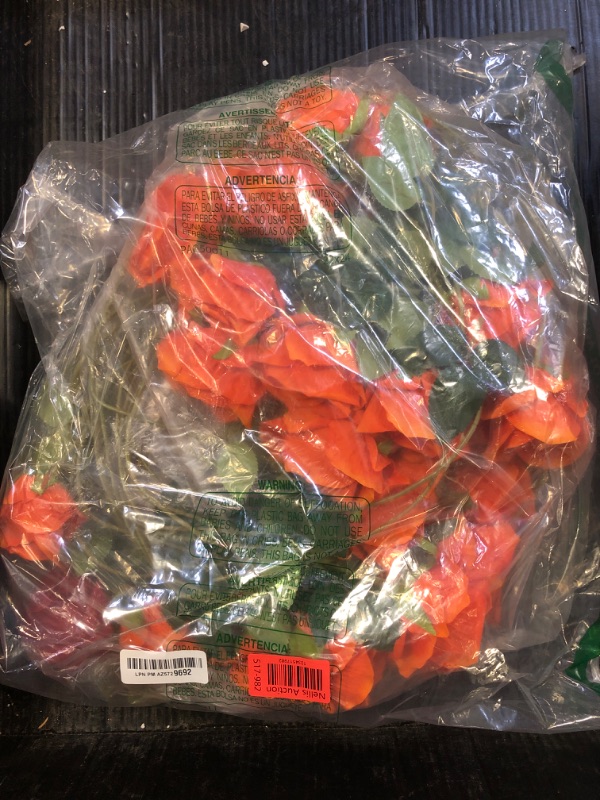 Photo 2 of Serwalin 30pcs Artificial Roses Flowers, Orange Roses with Long Stems Realistic Fake Silk Roses Flowers for DIY Wedding Bouquet Arrangement Centerpieces Party Home Table Decorations