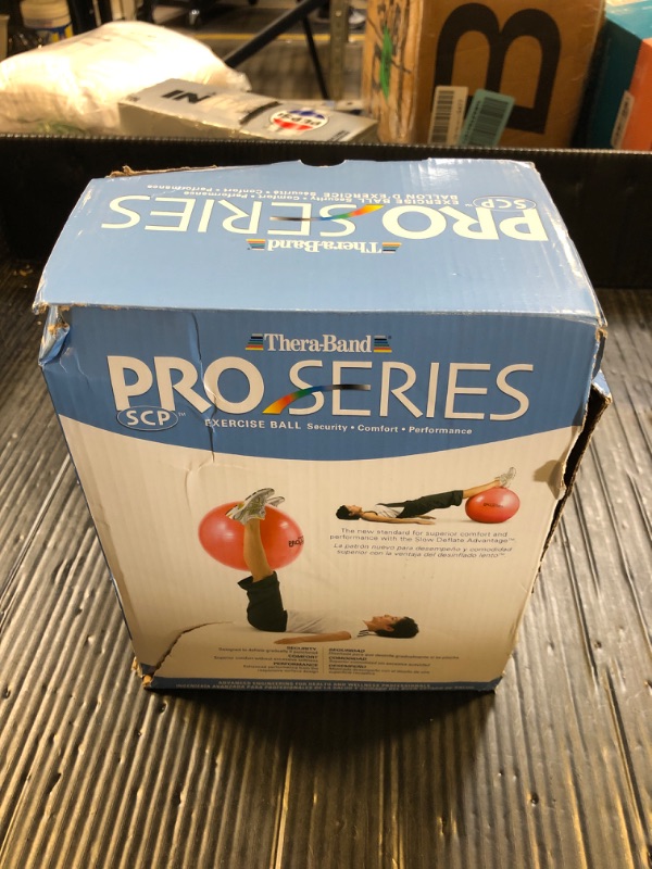 Photo 1 of THERABAND Exercise Ball, Professional Series Stability Ball with 75 cm Diameter for Athletes 6'2" to 6'8" Tall, Slow Deflate Fitness Ball for Improved Posture, Balance, Yoga, Pilates, Core, Blue