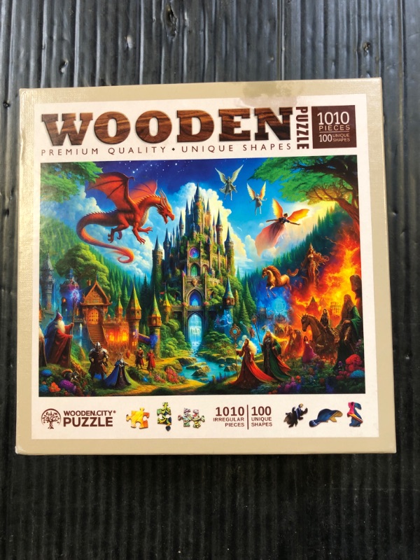 Photo 2 of WOODEN.CITY Wooden Puzzle 1000 Pieces - Fantasy Dragon Castle | 21,25 in x 15,5 in | Made in EU