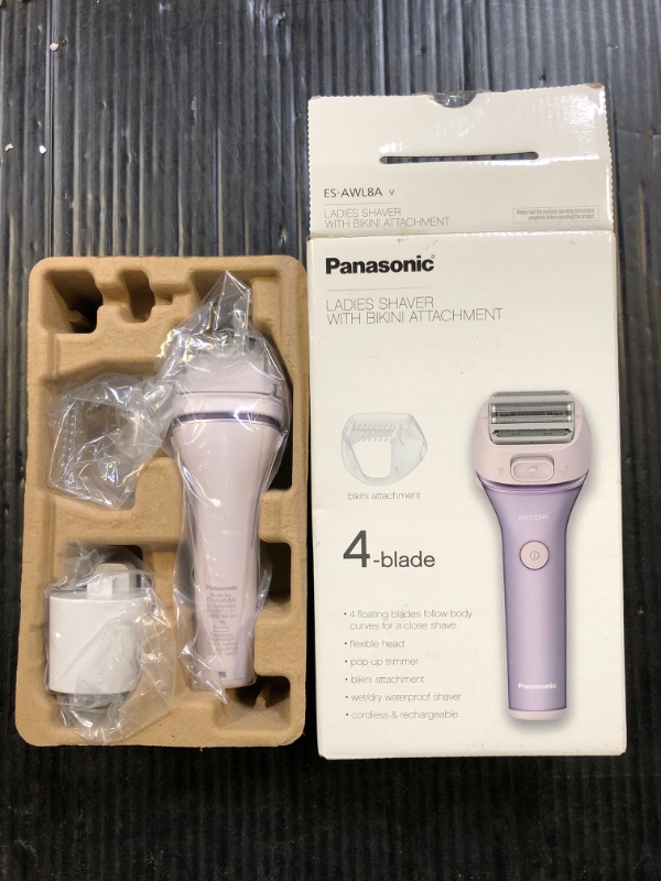 Photo 2 of Panasonic Electric Shaver for Women, Cordless 4-Blade Shaver, Bikini Attachment, Pop-Up Trimmer, Wet Dry Operation - ES-AWL8AV (Purple)