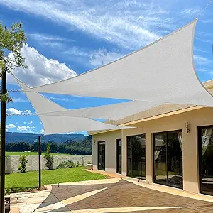 Photo 1 of Artpuch 20'x20'x20' Light Grey Sun Shade Sail Curved Commercial Outdoor Shade Cover GREY Triangle Heavy Duty Permeable 185GSM Backyard Shade Cloth for Patio Garden Sandbox