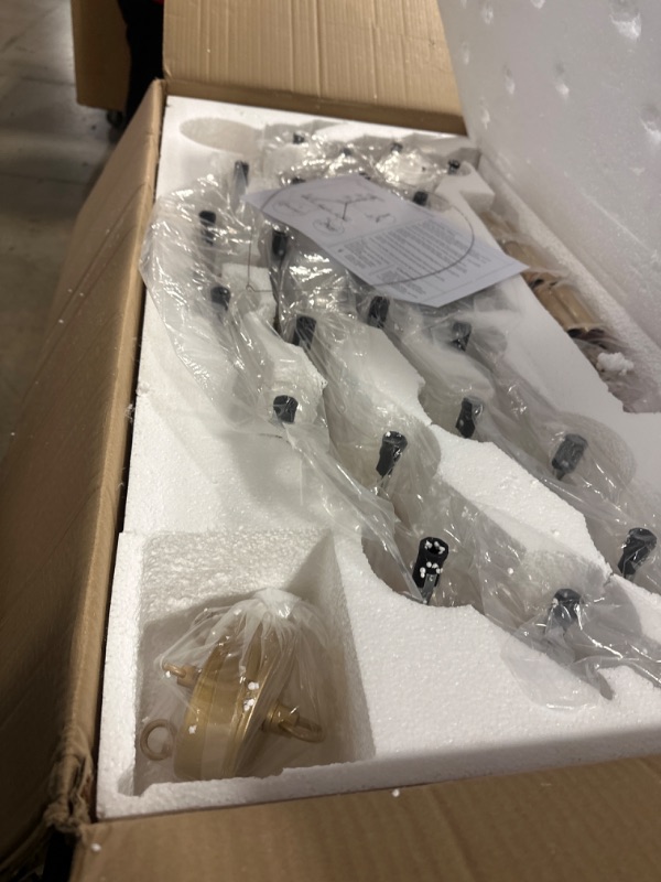 Photo 1 of QJMPP Gold Wagon Wheel Chandelier 53-Inch 24-Light,Extra Large Circle Rustic Farmhouse Light Fixture,Round Metal Chandeliers for Foyer Entryway Dining Room Living Room High Ceilings (E12 Base)