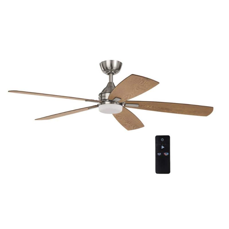 Photo 1 of Beckford 52 in. Integrated LED Indoor Brushed Nickel Ceiling Fan with Remote
