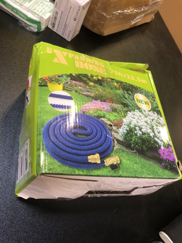 Photo 3 of 75 ft Expandable Garden Hose with 10 Spray Nozzle - Heavy Duty Superior Strength 3750D - 4 -Layer Latex Core - 2024 Upgraded Expanding Water Hose - Extra Strong Brass Connectors/Storage Bag