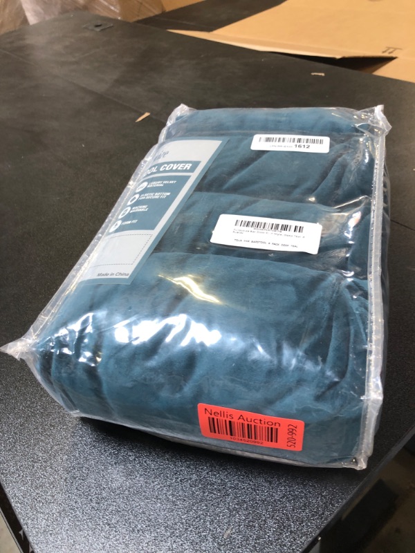 Photo 1 of Turquoize Bar Stool Covers 4 Pack Bar Stool Covers with Backs Barstool Covers Velvet Bar Stool Seat Covers Slipcover Pub Counter Stool High Back Chair Covers, Thick Soft Modern Style, Deep Teal, 4