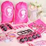 Photo 1 of Ecation 108 Pieces Hot Pink Princess Party Favors Kit Include 12 Gift Bags, 12 Pairs Pink Heart Sunglasses, 12 Silicon Bracelets, 12 Keychains, 60 Pink Princess Stickers for Theme Birthday Party