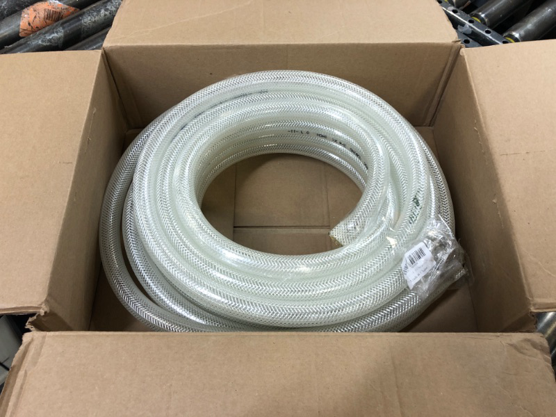 Photo 2 of 3/4" ID X 1" OD- 50 Ft High Pressure Braided Clear PVC Vinyl Tubing Flexible Vinyl Tube, Heavy Duty Reinforced Vinyl Hose Tubing, BPA Free and Non Toxic