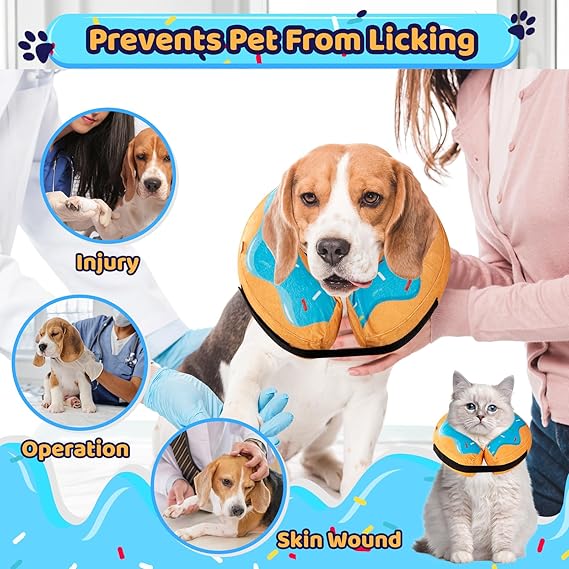 Photo 1 of Grand Line Donut Inflatable Collar for Dogs and Cats, Soft Recovery Dog Cone After Surgery, Protective Pet Neck Cone for Small, Medium, Large Dogs, Not Block Vision (Blue, S)
